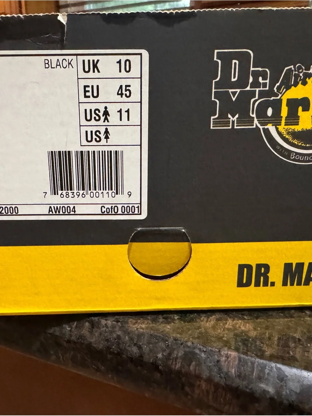 Dr. Martens Black Leather Lace-Up Boots with Yellow Stitching